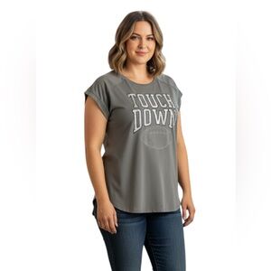 Tailgates and Touch Downs Football Graphic Grey T Shirt Varsity Size: 2X